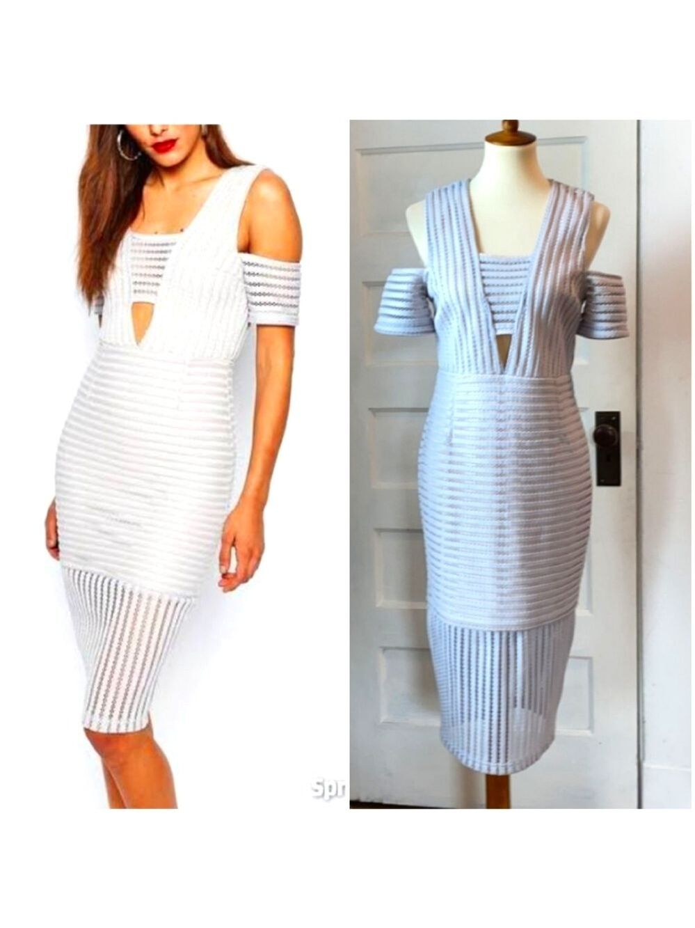 Missguided Gray Cold Shoulder Dress, Size 14